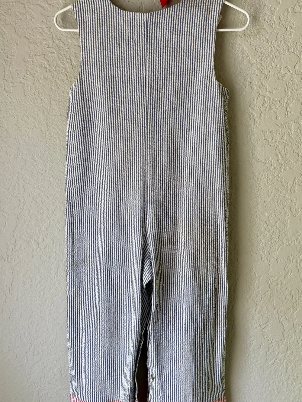 Mud Pie Blue Seersucker Crab Jon Jon Romper 2T Vacation Nautical
